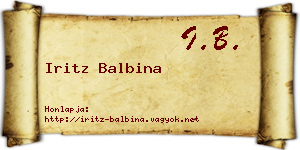 Iritz Balbina névjegykártya